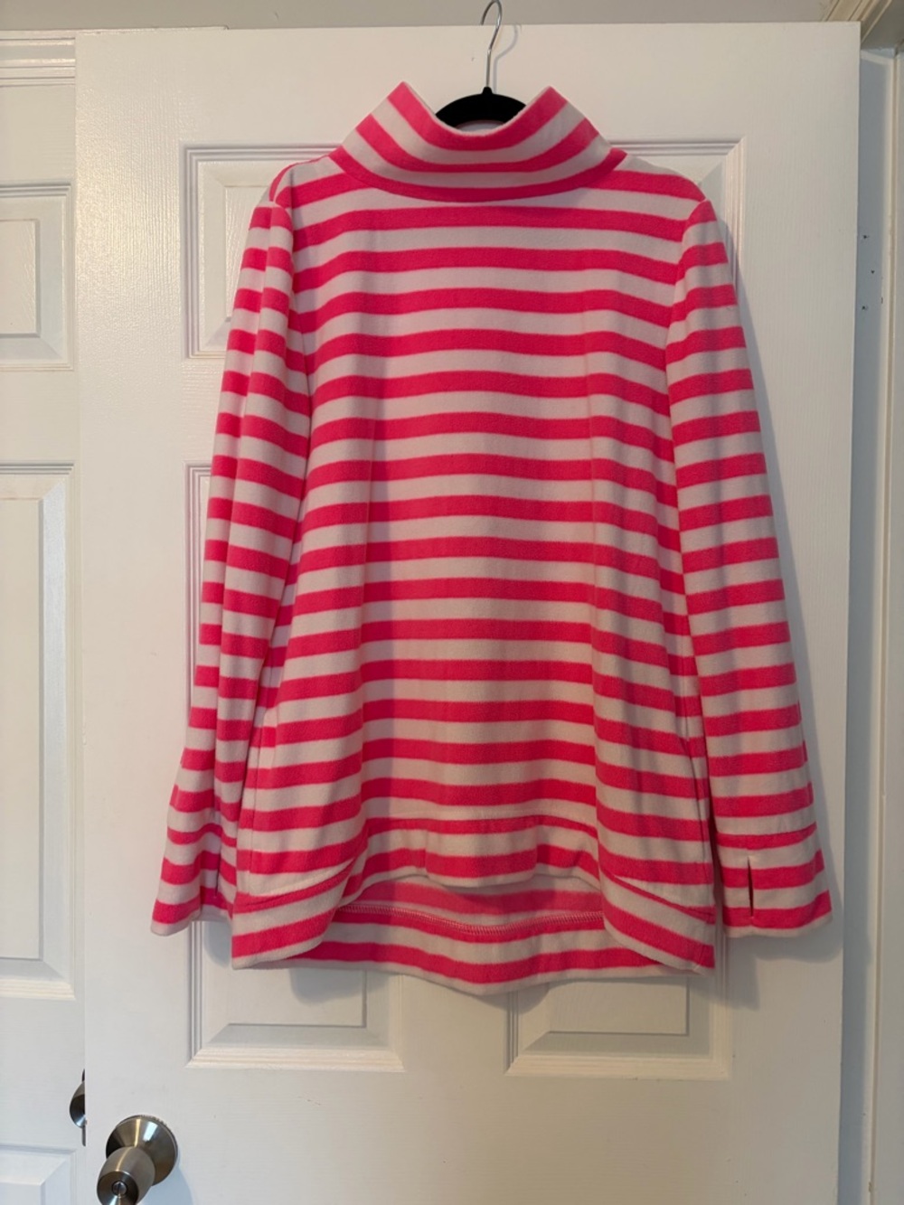 Striped Pink & White Cowl Neck Sweater